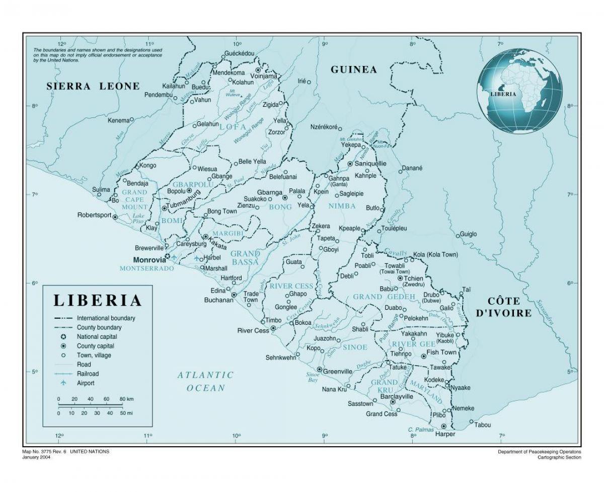 מפה של ליבריה התעופה