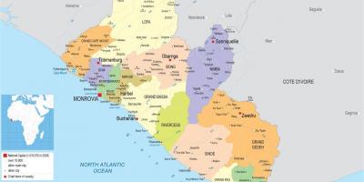מפת לצייר את המפה הפוליטית של ליבריה