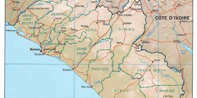 מפה של מפה גיאוגרפי של ליבריה