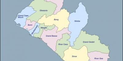 מפה של ליבריה מחוזות.