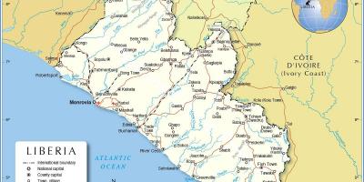 מפה של ליבריה מערב אפריקה